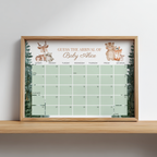 Woodland Baby Shower Due Date Calendar, Baby Arrival Signs