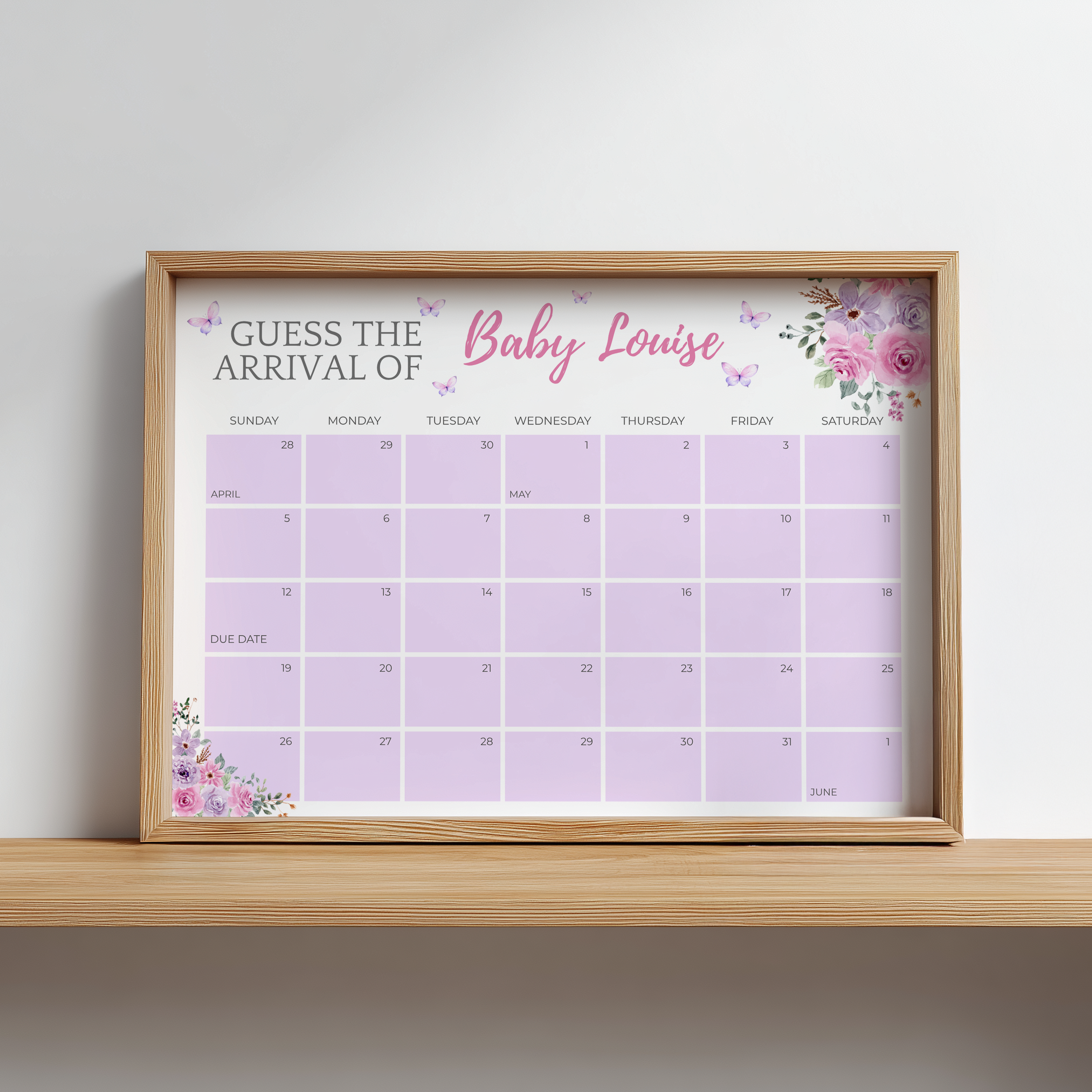 Baby in Bloom Baby Shower Due Date Calendar, Baby Arrival Signs 9196