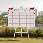 Red Bow Baby Shower Due Date Calendar, Gender Neutral, Baby Arrival Signs 9301