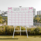 Pink Bow Baby Shower Due Date Calendar, Coquette Baby Girl, Baby Arrival Signs 9303