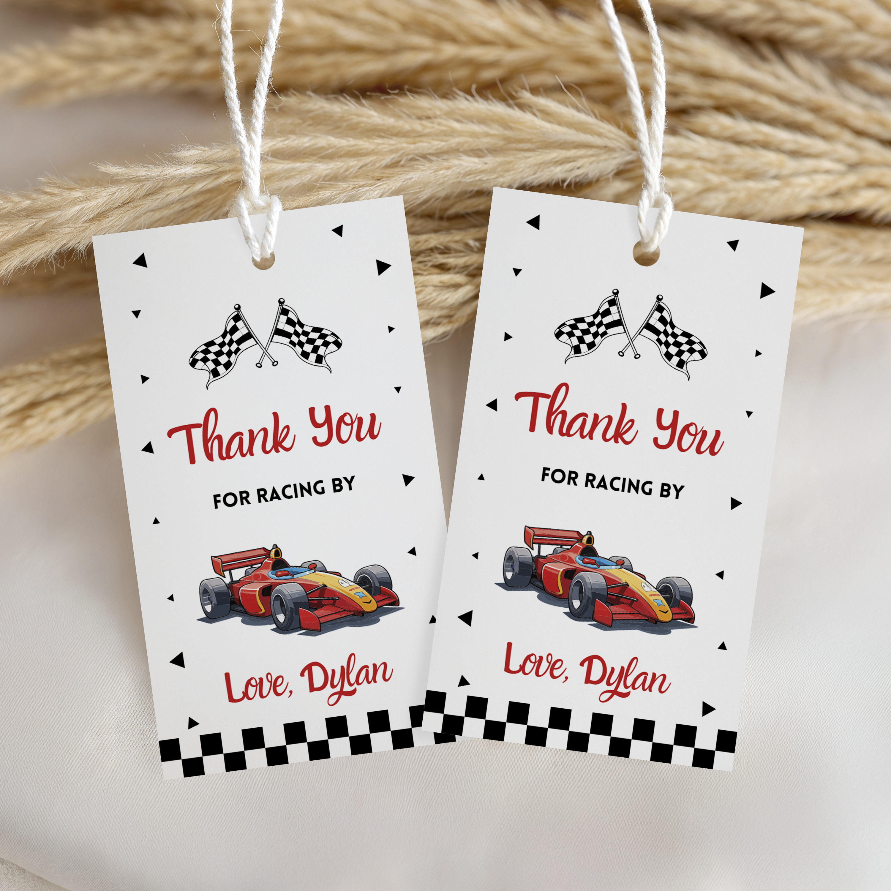 RACING CAR Editable Birthday Favor tags, Racing Car Birthday Thank you tags, Fast Car Template Instant Download 5987