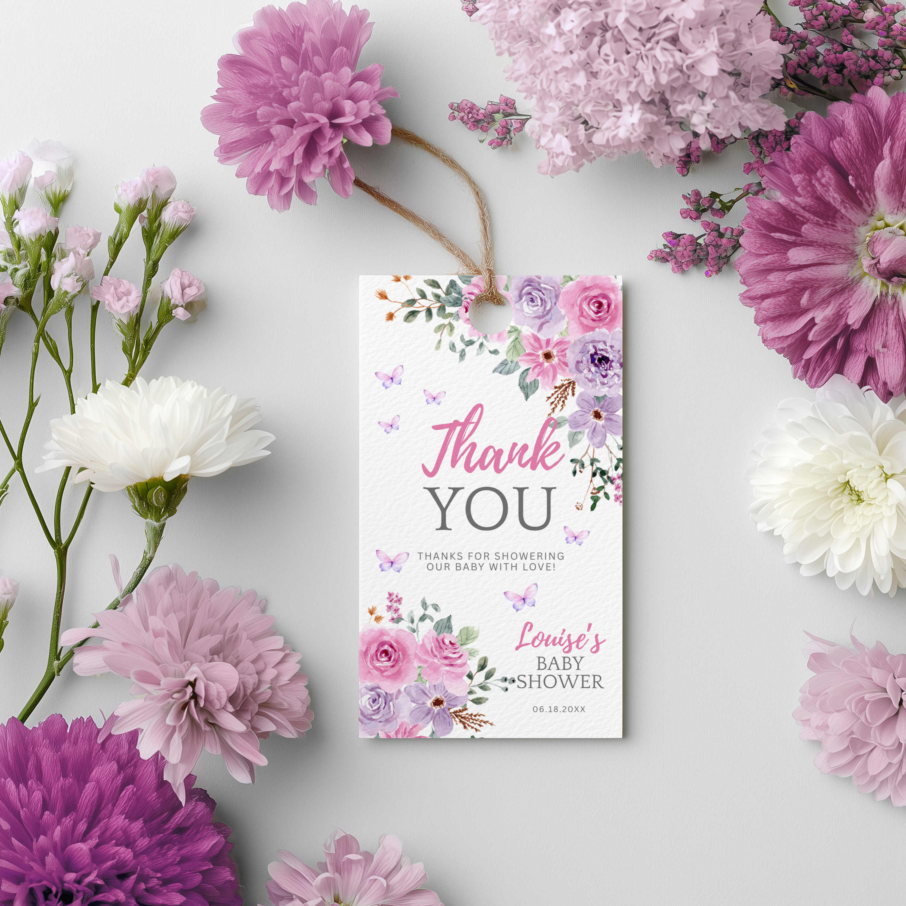 Baby in Bloom Favor Tags, Flowers Baby Shower Thank You Tag 9196