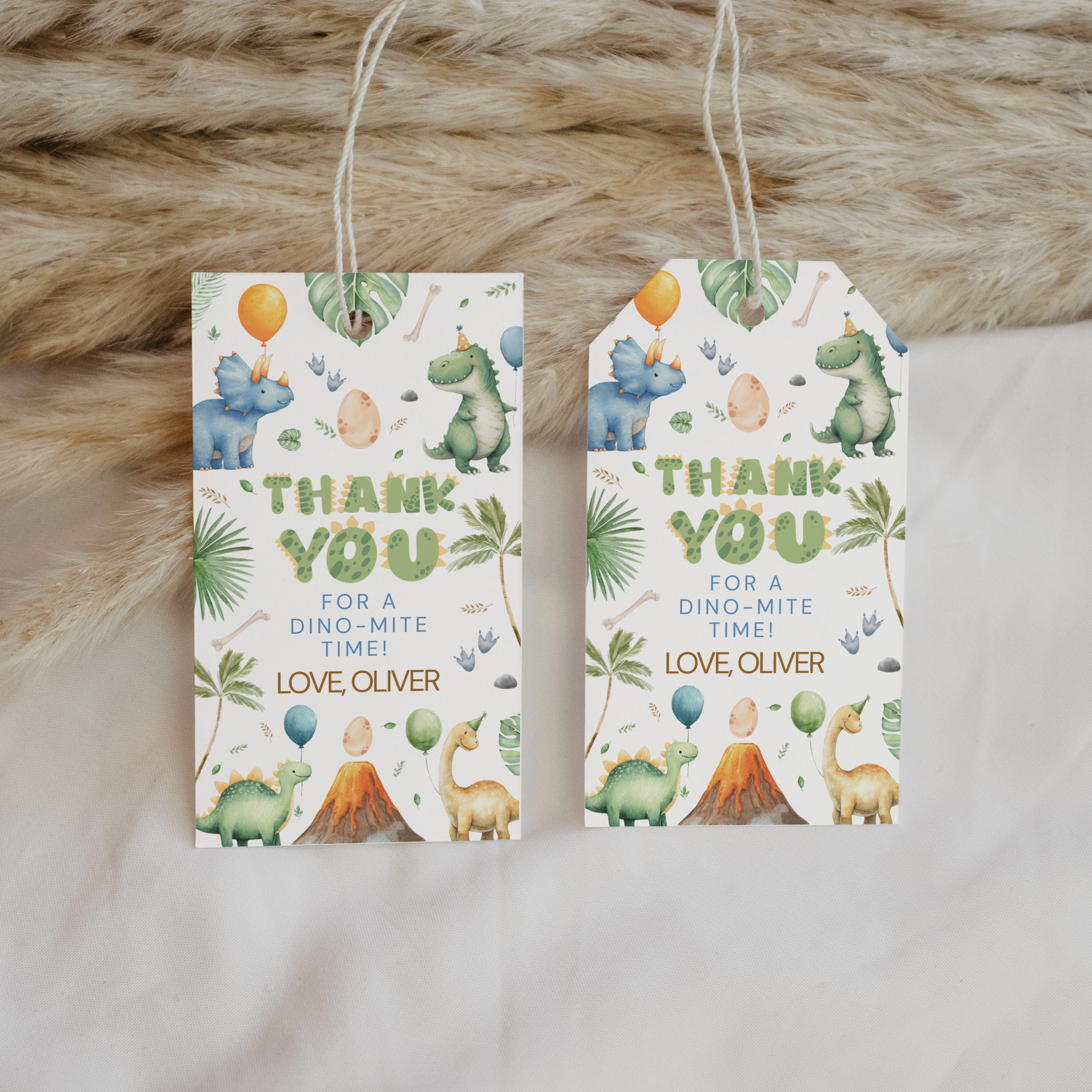 Dinosaur Editable Birthday Favor tags, Dinosaur Birthday Thank you tags, Dinosaur Template Instant Download 9165