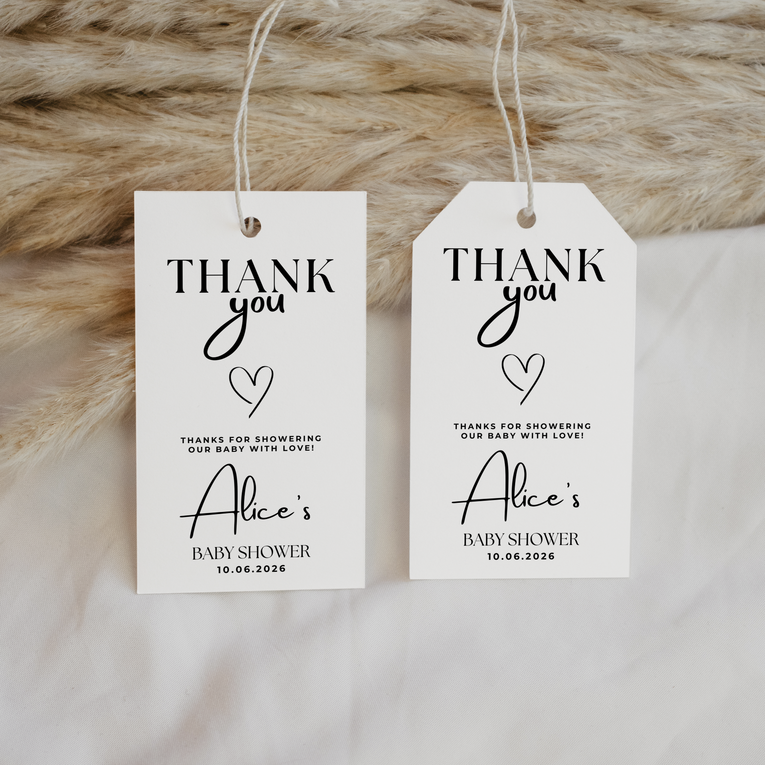 Minimalist Favor Tags, Modern Elegant Baby Shower Thank You Tags, Gender Neutral 9302