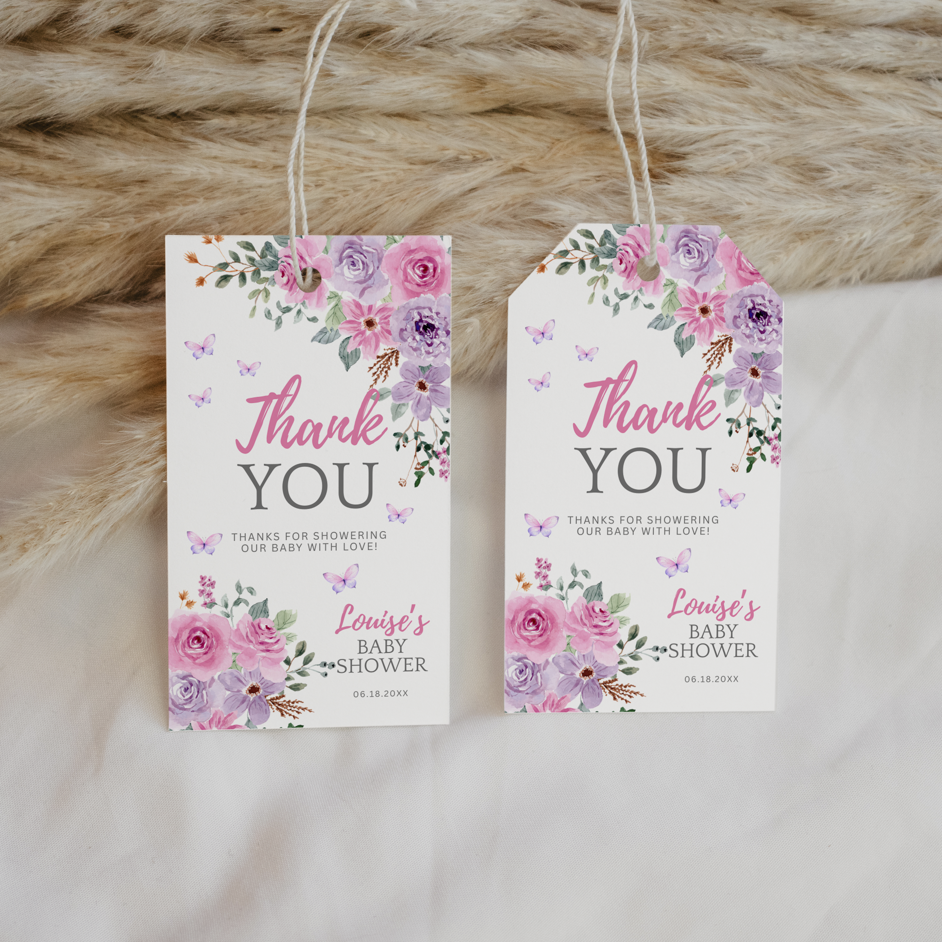 Baby in Bloom Favor Tags, Flowers Baby Shower Thank You Tag 9196