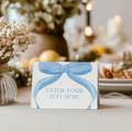 Blue Bow Food Label Tent Cards, Party Food Labels 9304