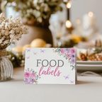 Baby in Bloom Food Label Tent Cards, Flowers Party Food Labels 9196