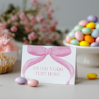 Pink Bow Food Label Tent Cards, Party Food Labels 9303