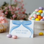 Blue Bow Food Label Tent Cards, Party Food Labels 9304