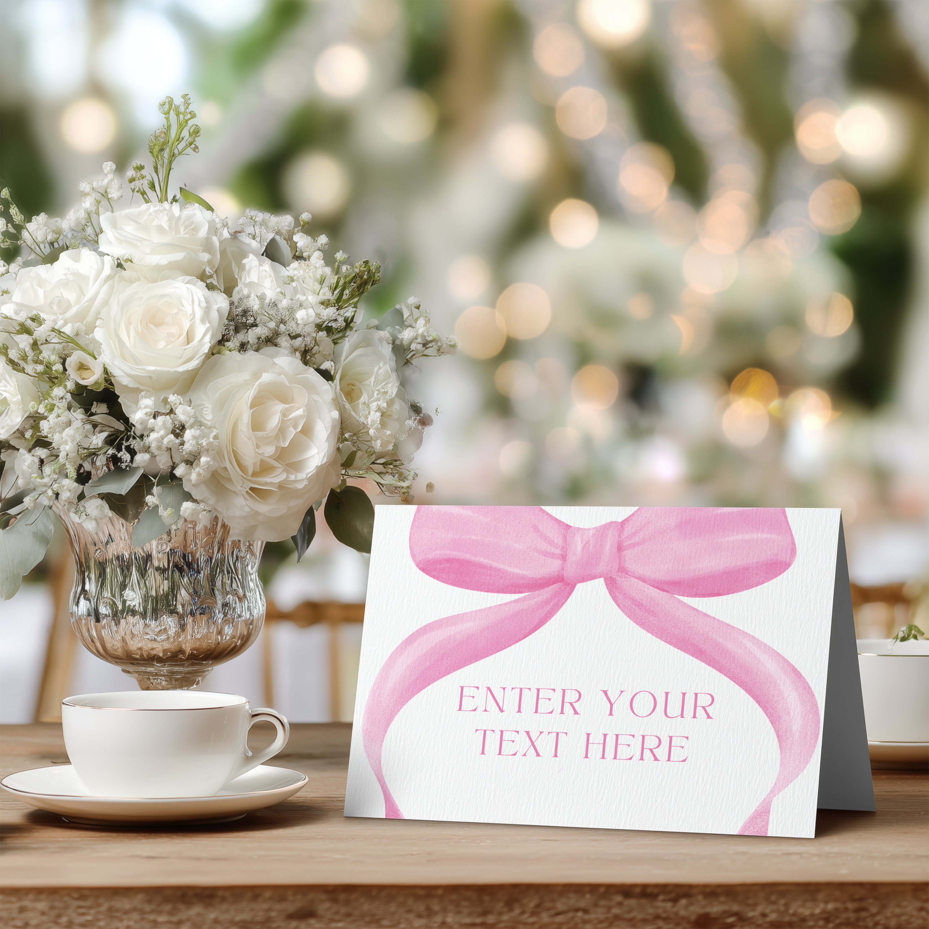 Pink Bow Food Label Tent Cards, Party Food Labels 9303