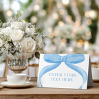 Blue Bow Food Label Tent Cards, Party Food Labels 9304