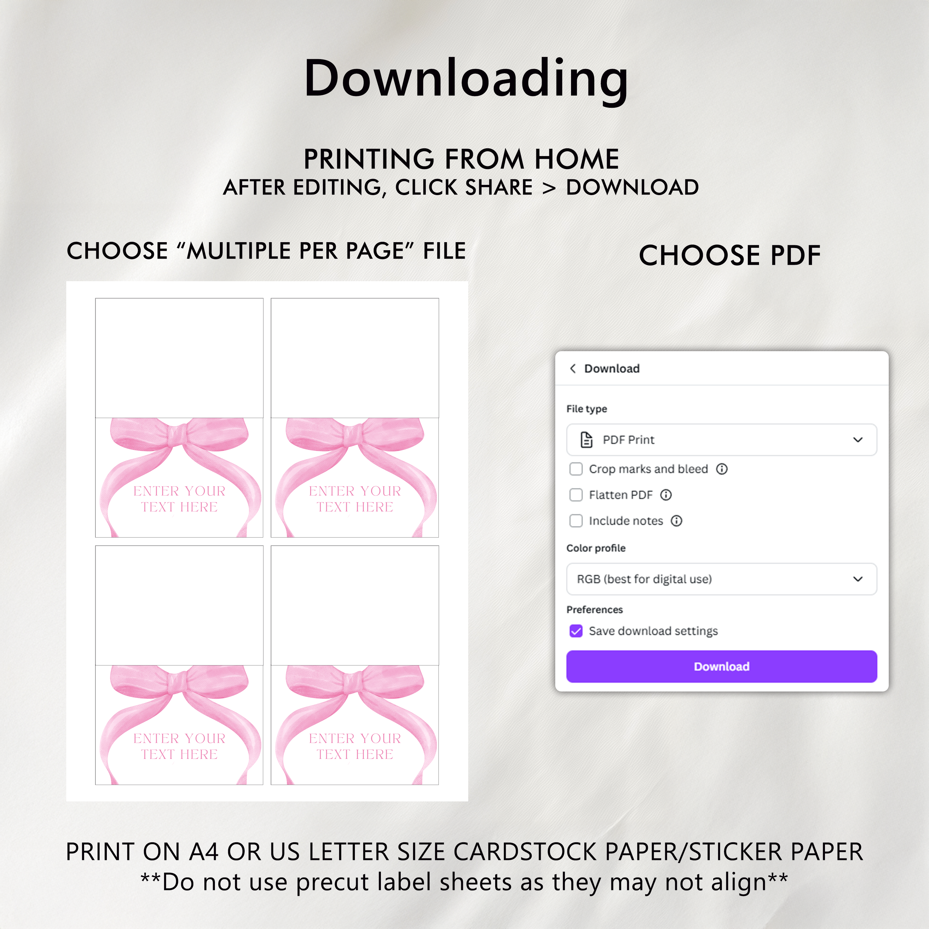 Pink Bow Food Label Tent Cards, Party Food Labels 9303