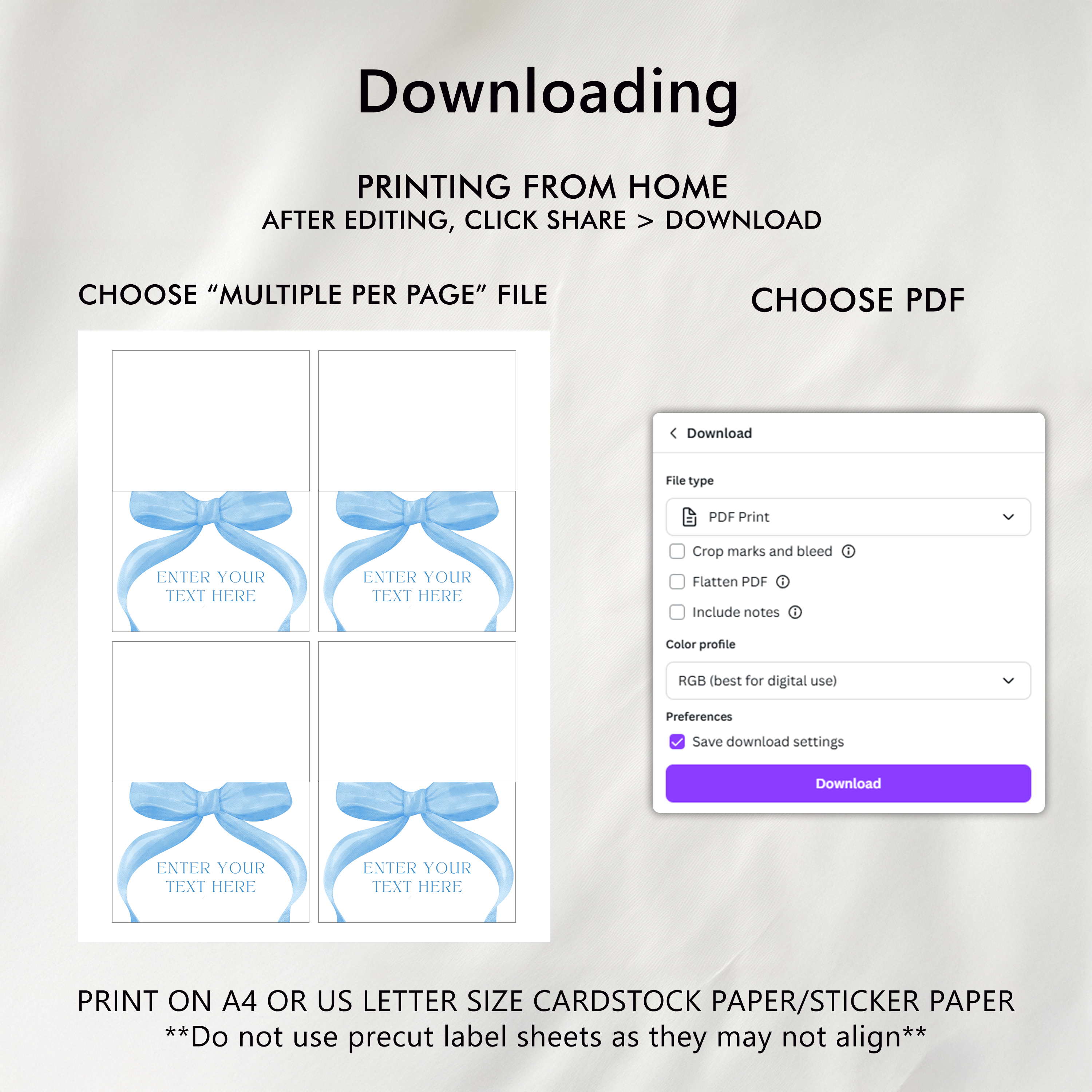 Blue Bow Food Label Tent Cards, Party Food Labels 9304