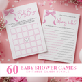 Pink Bow Baby Shower Games, Baby Shower, Coquette Party Games Pack 9303