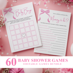 Pink Bow Baby Shower Games, Baby Shower, Coquette Party Games Pack 9303