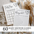 Minimalist Baby Shower Games, Gender Neutral, Simple Modern Party Games Pack 9302