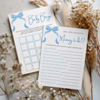 Blue Bow Baby Shower Games, Party Games Pack 9304