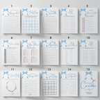 Blue Bow Baby Shower Games, Party Games Pack 9304