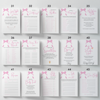 Pink Bow Baby Shower Games, Baby Shower, Coquette Party Games Pack 9303