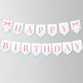 Editable Pink Bow Happy Birthday Banner, Pink Bow Printable Birthday Party, Coquette Banner First Birthday Banner, Instant Download 9156