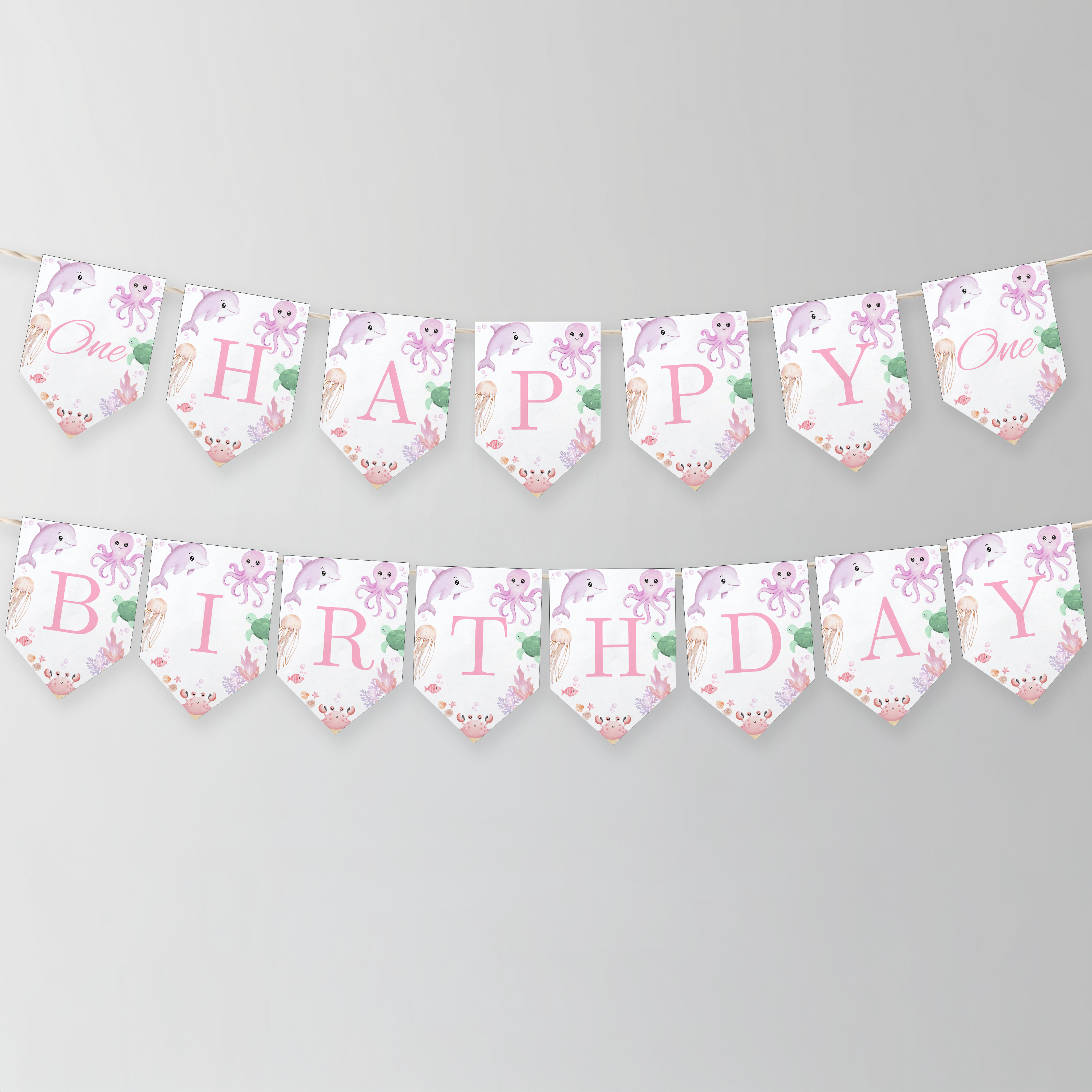 Oneder the sea Banners, Under the Sea Happy Birthday Printable Banner 9180