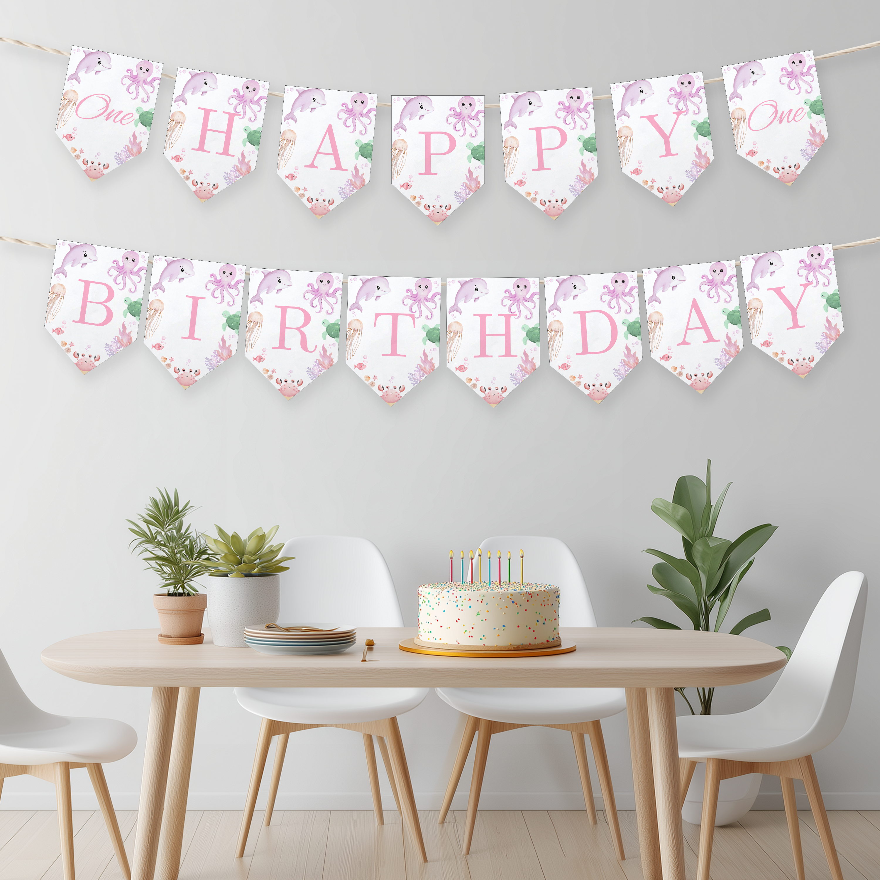 Oneder the sea Banners, Under the Sea Happy Birthday Printable Banner 9180