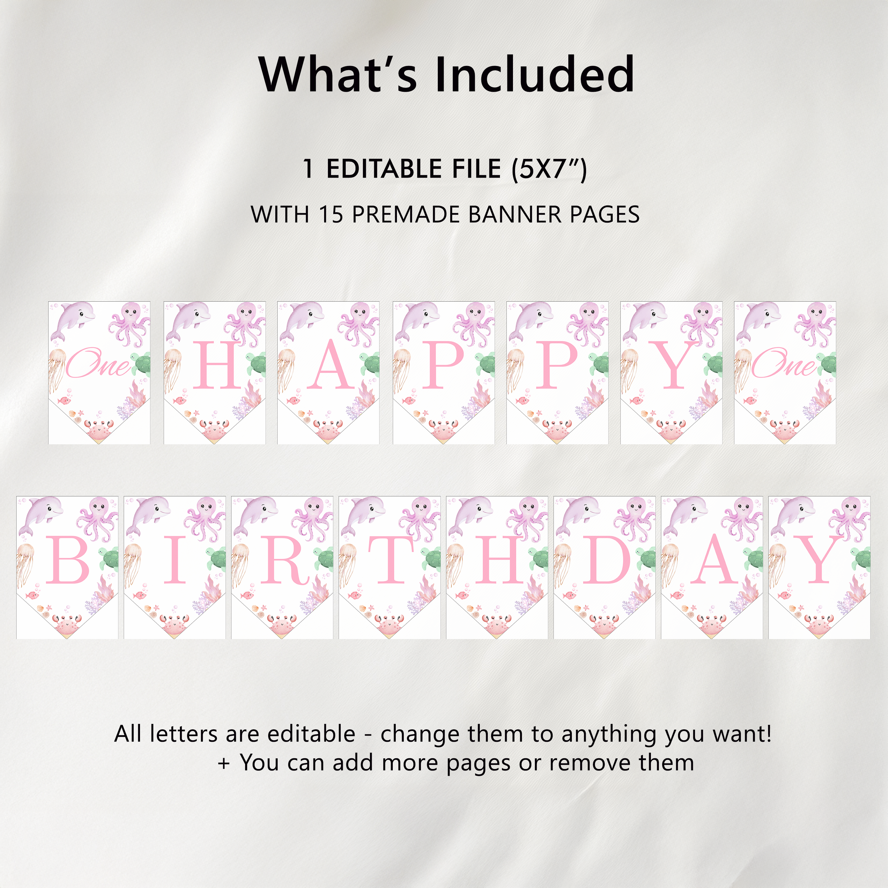 Oneder the sea Banners, Under the Sea Happy Birthday Printable Banner 9180