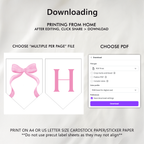 Editable Pink Bow Happy Birthday Banner, Pink Bow Printable Birthday Party, Coquette Banner First Birthday Banner, Instant Download 9156