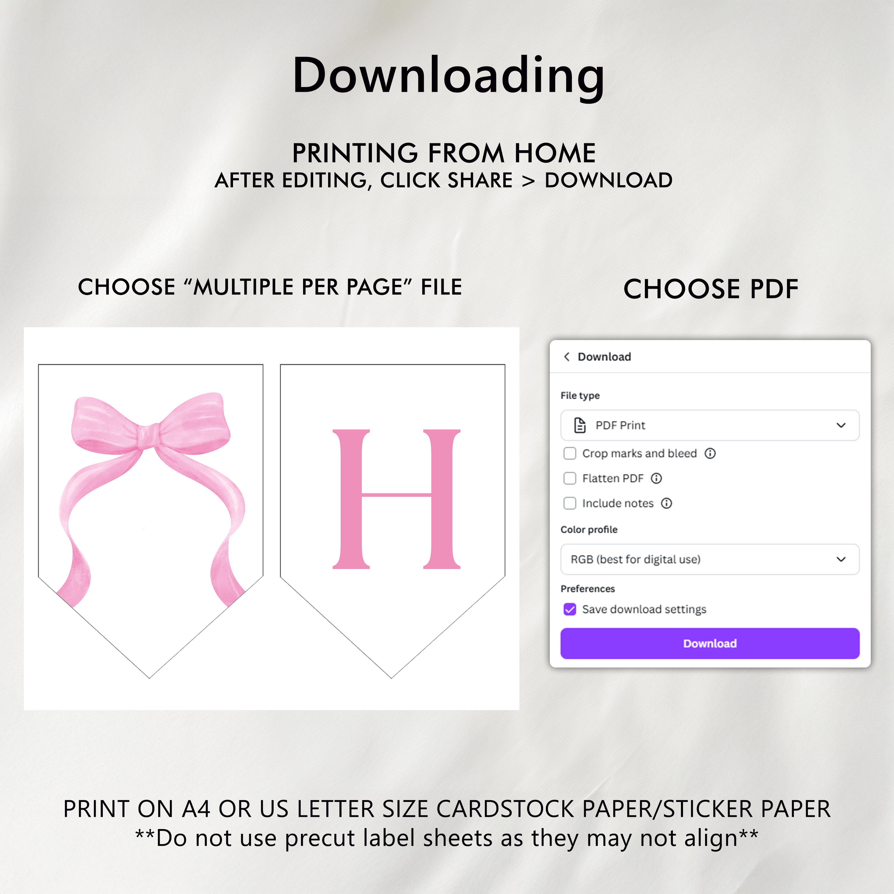 Editable Pink Bow Happy Birthday Banner, Pink Bow Printable Birthday Party, Coquette Banner First Birthday Banner, Instant Download 9156