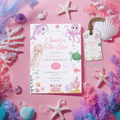 Oneder the Sea Pink Invitation Printable, 1st Birthday Under the Sea Ocean Invite 9180