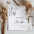 Minimalist Baby Shower Invitation, Gender Neutral, Modern Elegant Baby Party Invite 9302