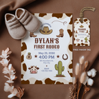 EDITABLE Cowboy First Rodeo Birthday Invitation, Cowboy Invite, Cowboy First Rodeo Birthday, Cowboy First Rodeo Party, Canva Template 8539