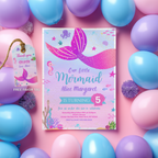Mermaid Birthday Invitation, Under the Sea Birthday Invitation, Mermaid Party Decoration, Mermaid Invitation Template 9167