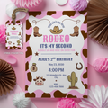 Cowgirl Invitation, Pink Second Rodeo Birthday Party Invite 9185