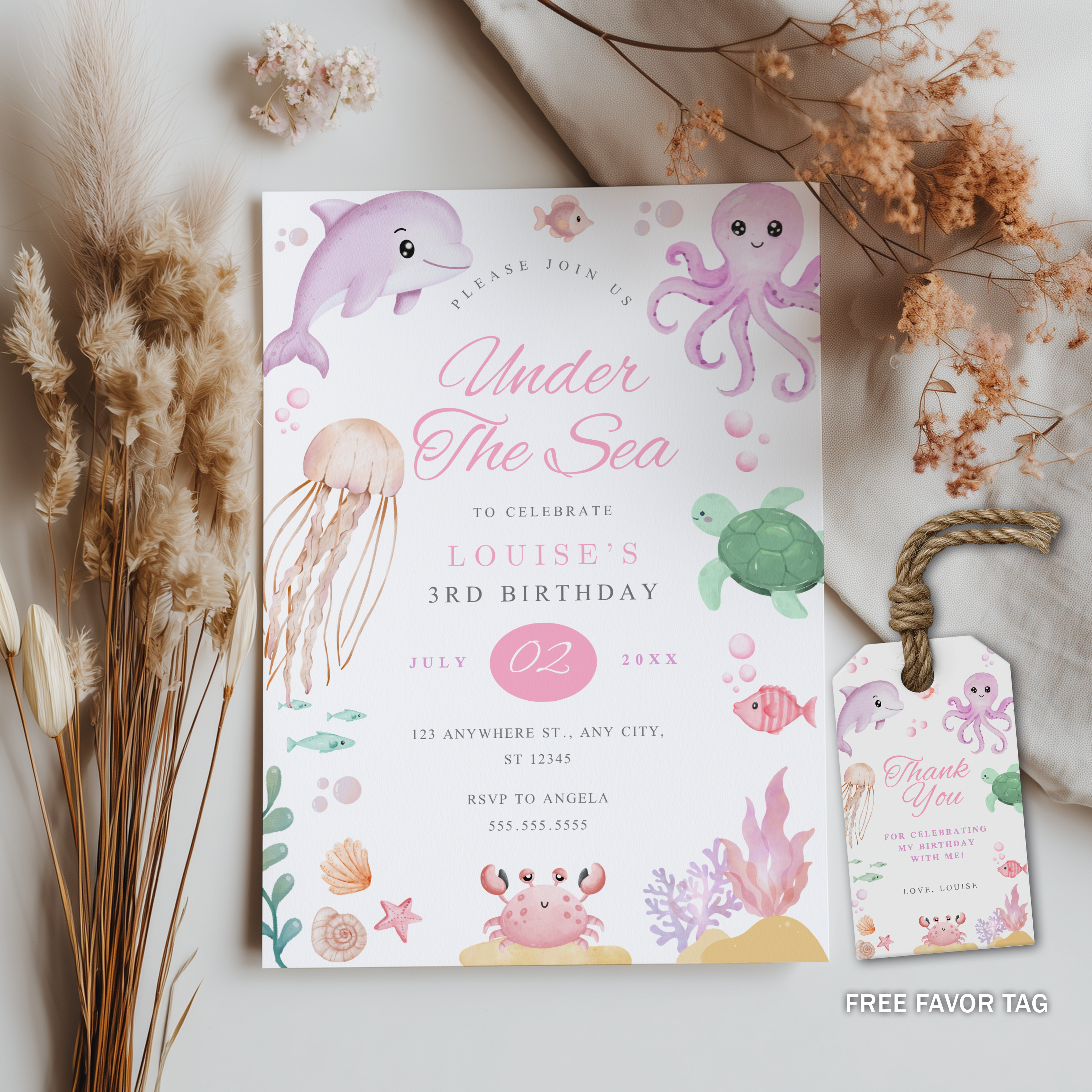 Under the Sea Invitation, Birthday Party Invite 9181