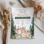 Woodland Baby Shower Invitation, Baby Party Invite