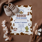 Cowboy Second Rodeo Birthday Invitation, 2nd Rodeo Party Canva Template 9184