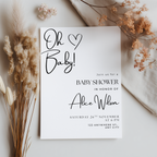 Minimalist Baby Shower Invitation, Gender Neutral, Modern Elegant Baby Party Invite 9302