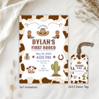 EDITABLE Cowboy First Rodeo Birthday Invitation, Cowboy Invite, Cowboy First Rodeo Birthday, Cowboy First Rodeo Party, Canva Template 8539