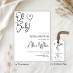 Minimalist Baby Shower Invitation, Gender Neutral, Modern Elegant Baby Party Invite 9302