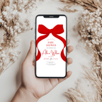 Red Bow Baby Shower Invitation, Gender Neutral Coquette Baby Party Invite 9301