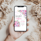 Baby in Bloom Invitation, Butterfly Baby Shower Invite Girl, Pink Purple Butterflies Wildflower 9196