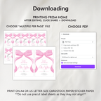 Pink Bow Baby Shower Invitation, Baby Girl, Coquette Baby Party Invite 9303