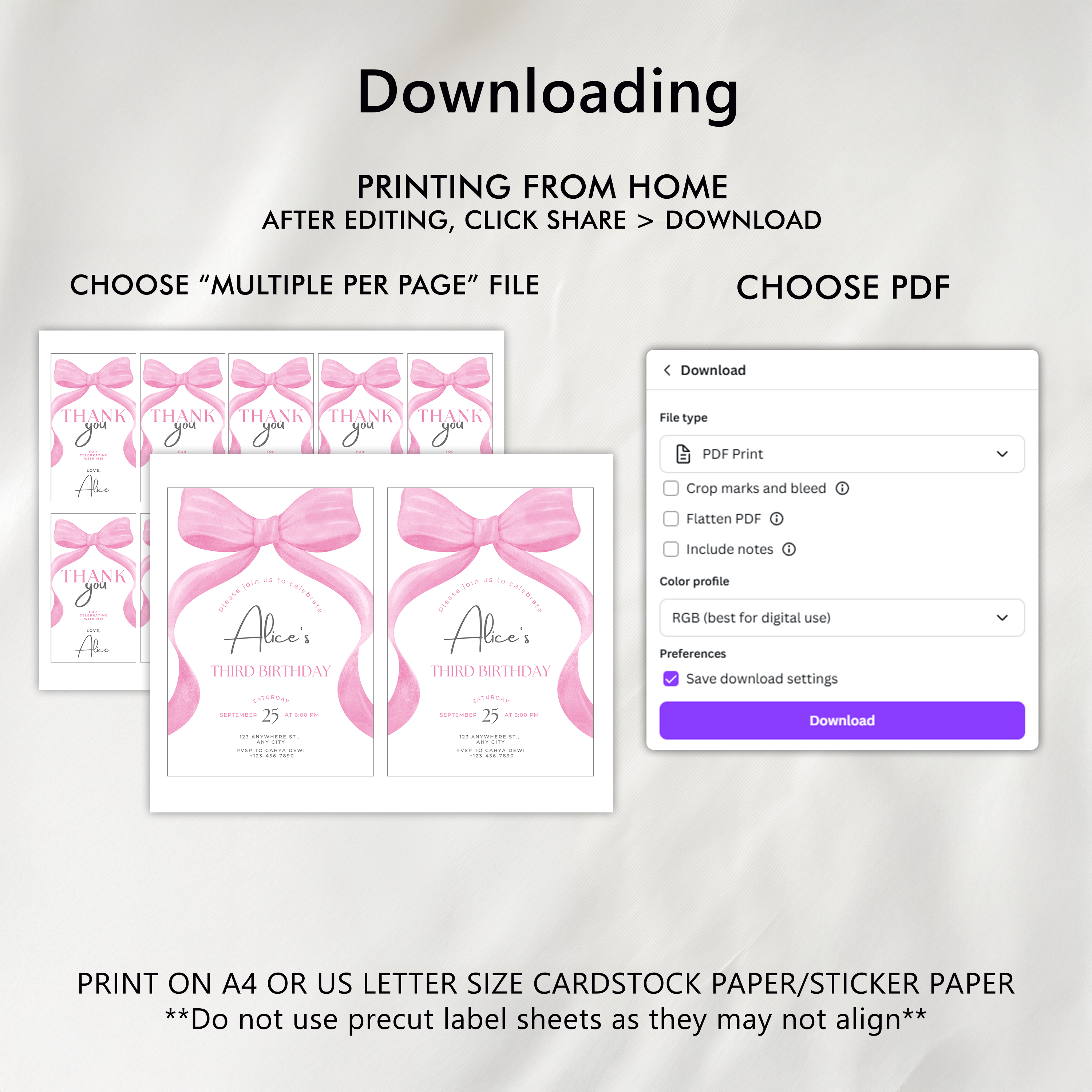 Editable Pink Bow Invitation, Pink Bow Birthday Invitations, Coquette Party Invite, Printable template download 9158