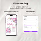 Purple Flowers Party Invitation, Butterfly Birthday Invite 9195