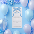 Blue Bow Menu Template, Printable Editable Menu 9304
