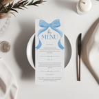 Blue Bow Menu Template, Printable Editable Menu 9304