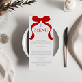 Red Bow Menu Template, Printable Editable Menu 9301