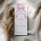 Pink Bow Menu Template, Coquette Printable Editable Menu 9303
