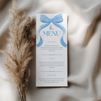 Blue Bow Menu Template, Printable Editable Menu 9304